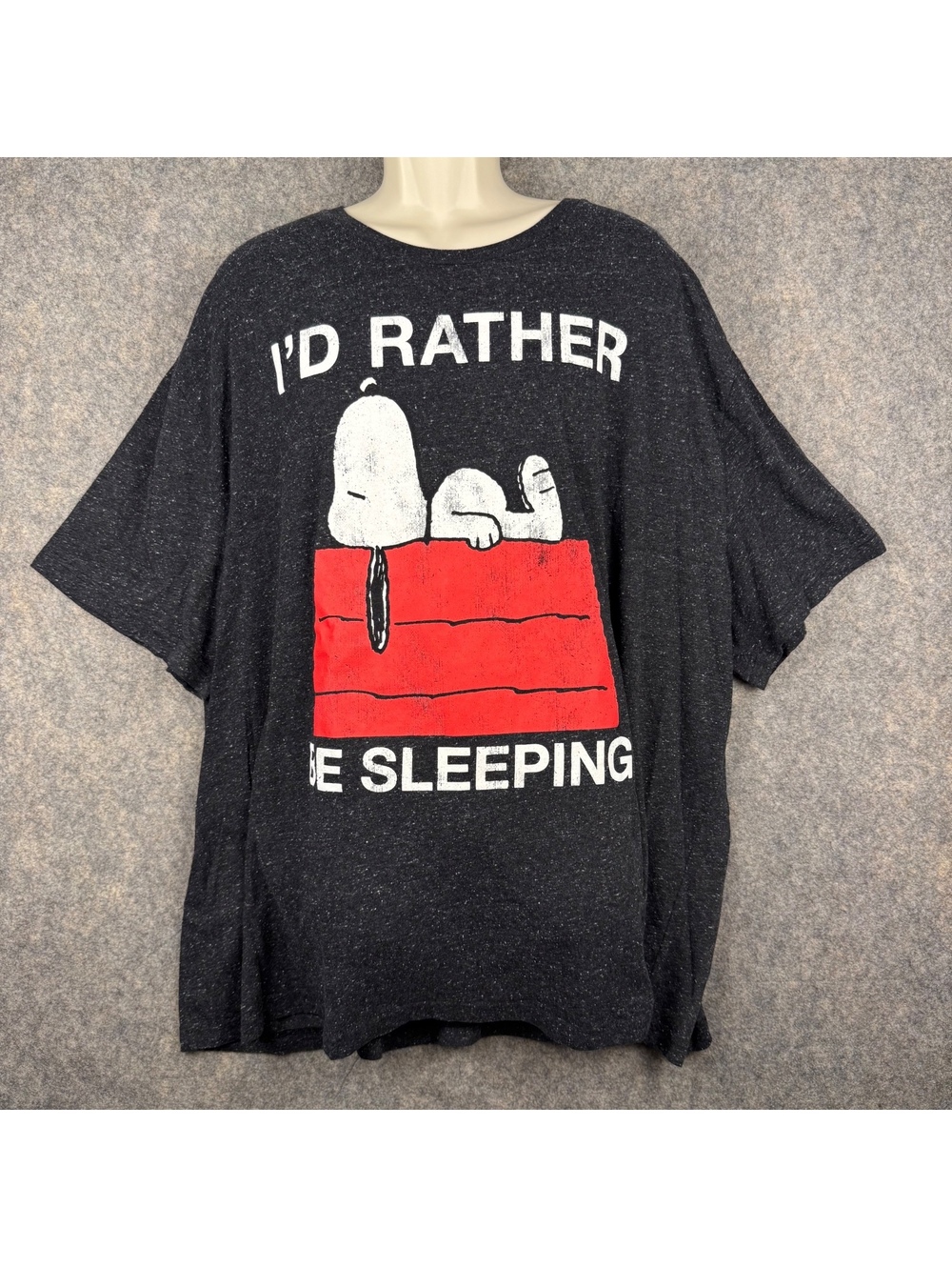 Peanuts Snoopy I’d Rather Be Sleeping T Shirt Black White Red Adult 4XB 244